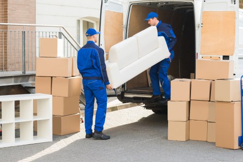 Sidcup house move with boxes and a van at the curb