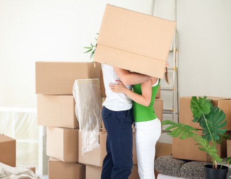 Furniture being secured safely inside a removal van